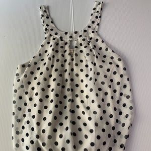 White and black polka dot top